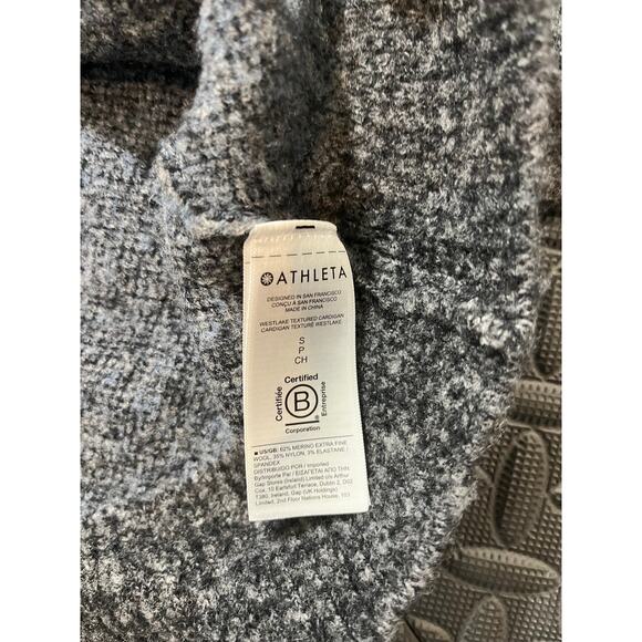 Athleta Westlake Wool Textured Knit Stretch Button Cardigan Sweater Fog Camo‎ S - Picture 5 of 9
